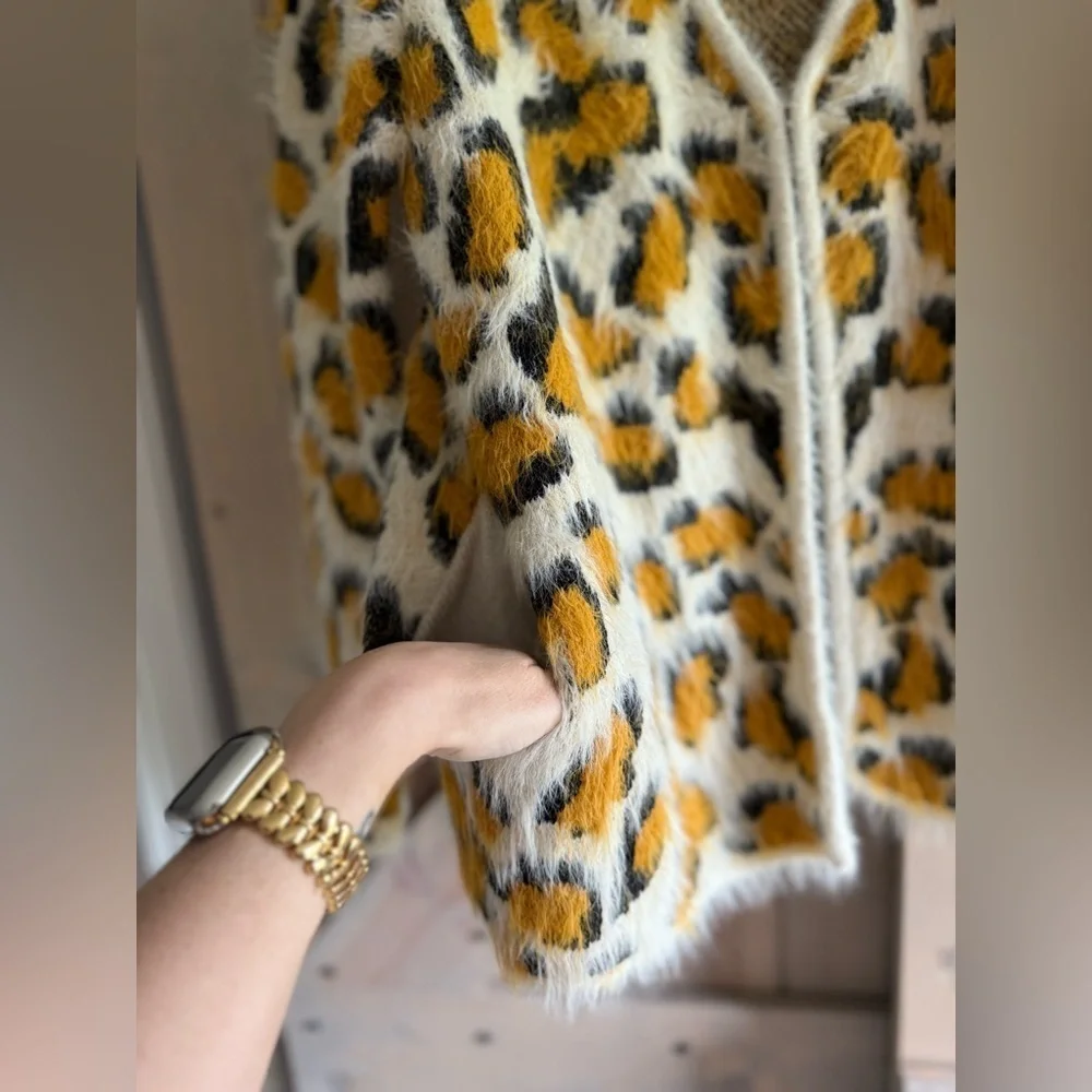 LIKE NEW &Merci Leopard Fuzzy Cardigan